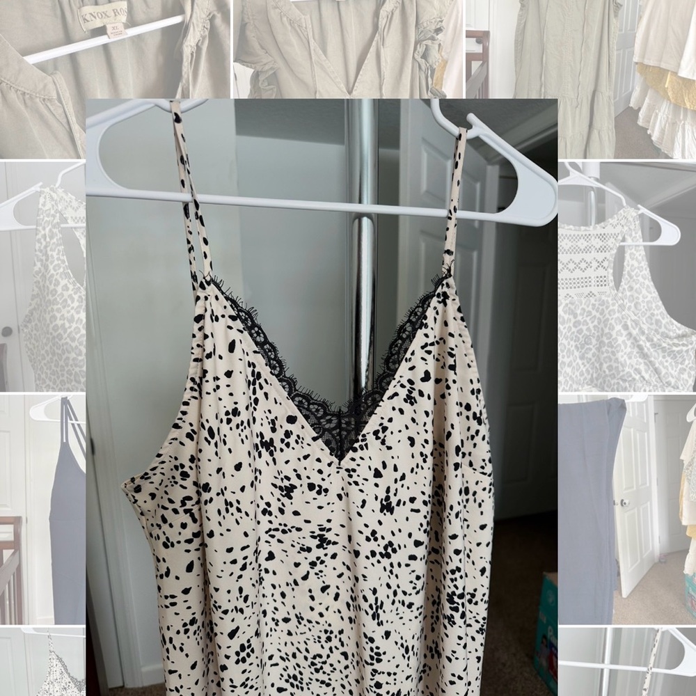 A New Day Spotted Lace Trim Slip Dress